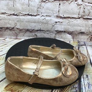 Hawkwell Girls Toddler Antique Gold Bow Mary Jane Slip On Dress Flats Shoes 10